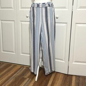 Definitions women’s L Linen/Rayon wide leg pants, wide leg, vertical stripes